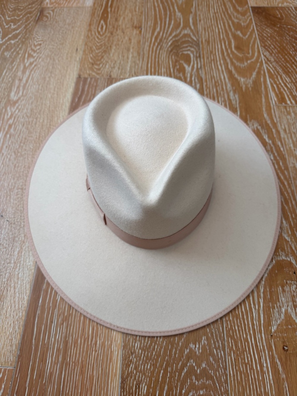 Lack Of Color Cream Wide Brim Felt Fedora with Tan Band S